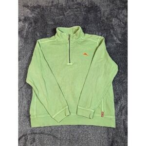 Tommy Bahama Mens Relax 1/4 Zip Pullover Sweatshirt Green Large